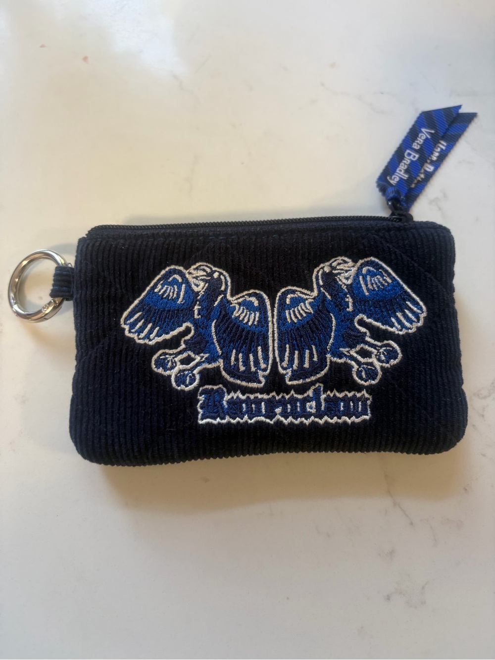 Vera Bradley Ravenclaw Corduroy Zip Pouch with Embroidered Design